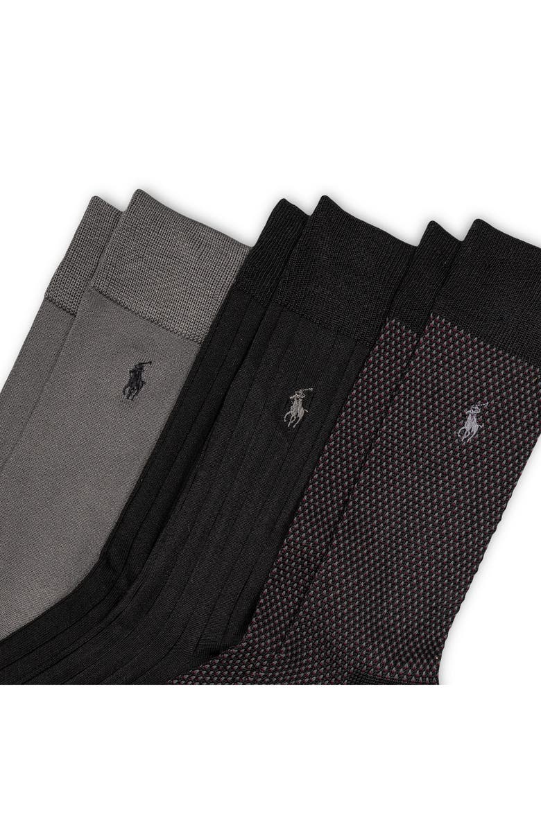 Polo Ralph Lauren Assorted 3-Pack Bird's Eye Socks, Alternate, color, Black