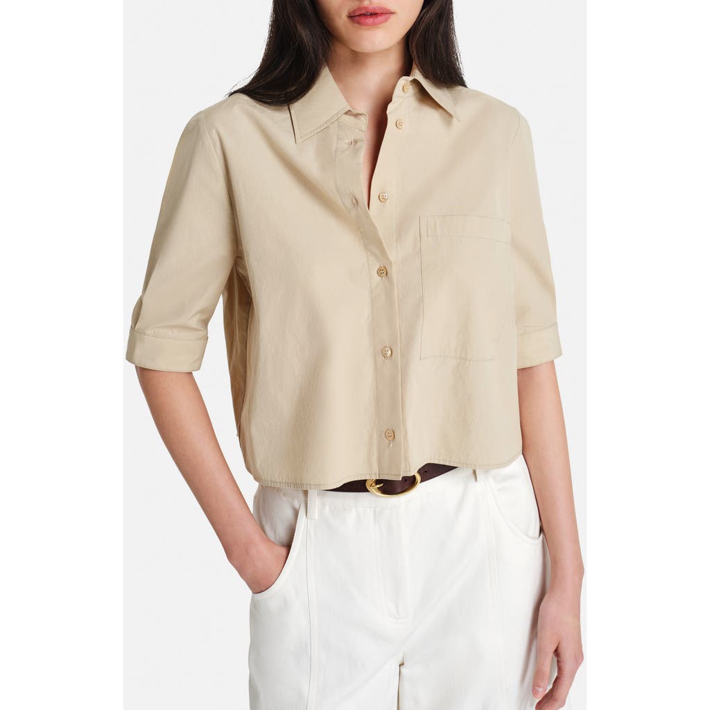Twp Short Lived Elbow Sleeve Cotton Button-up Shirt