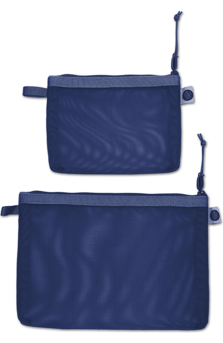 Baboon to the Moon Set of 2 Monomesh Pouches, Main, color, Navy