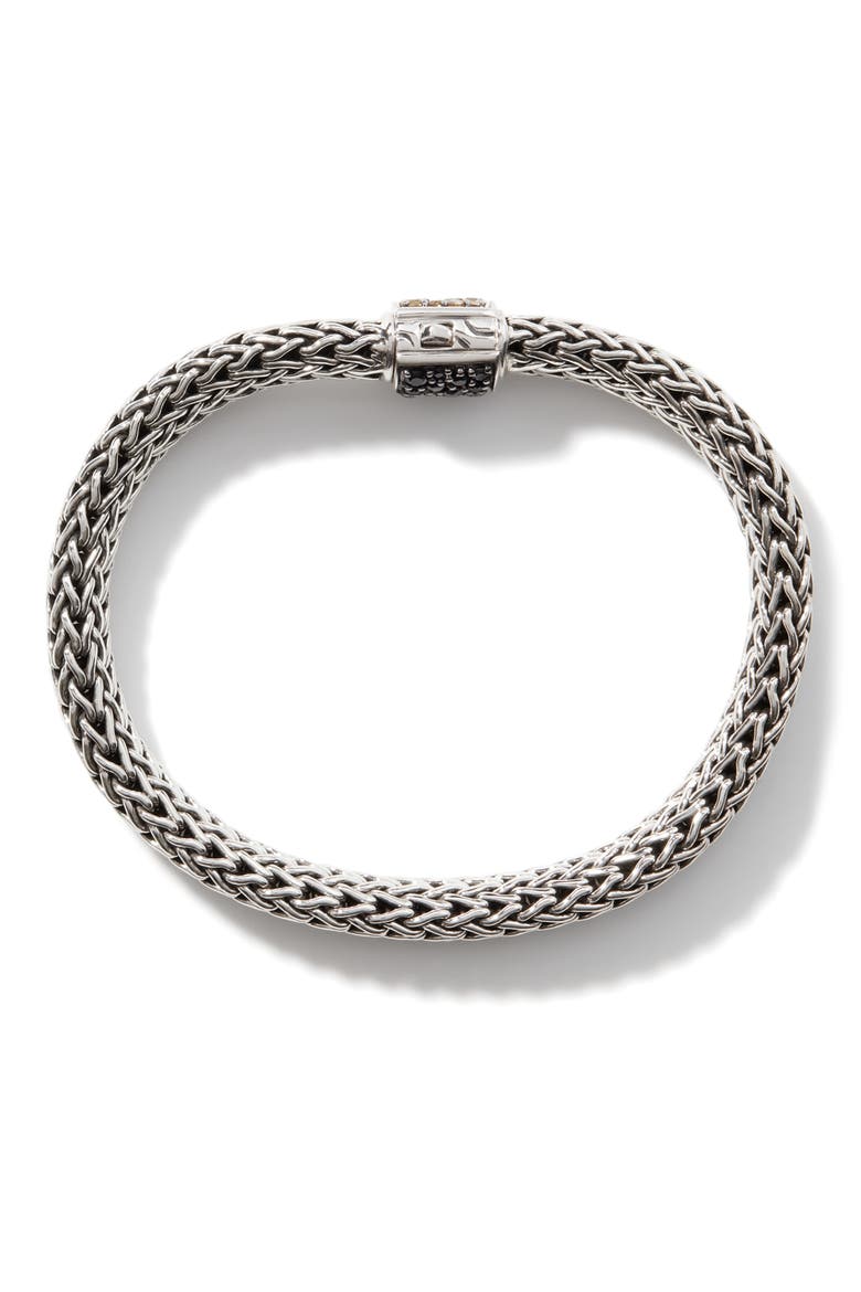Reversible Icon Bracelet, Sterling Silver, Pavé, 6.5mm, Alternate, color, BLACK SAPPHIRE/ CITRINE