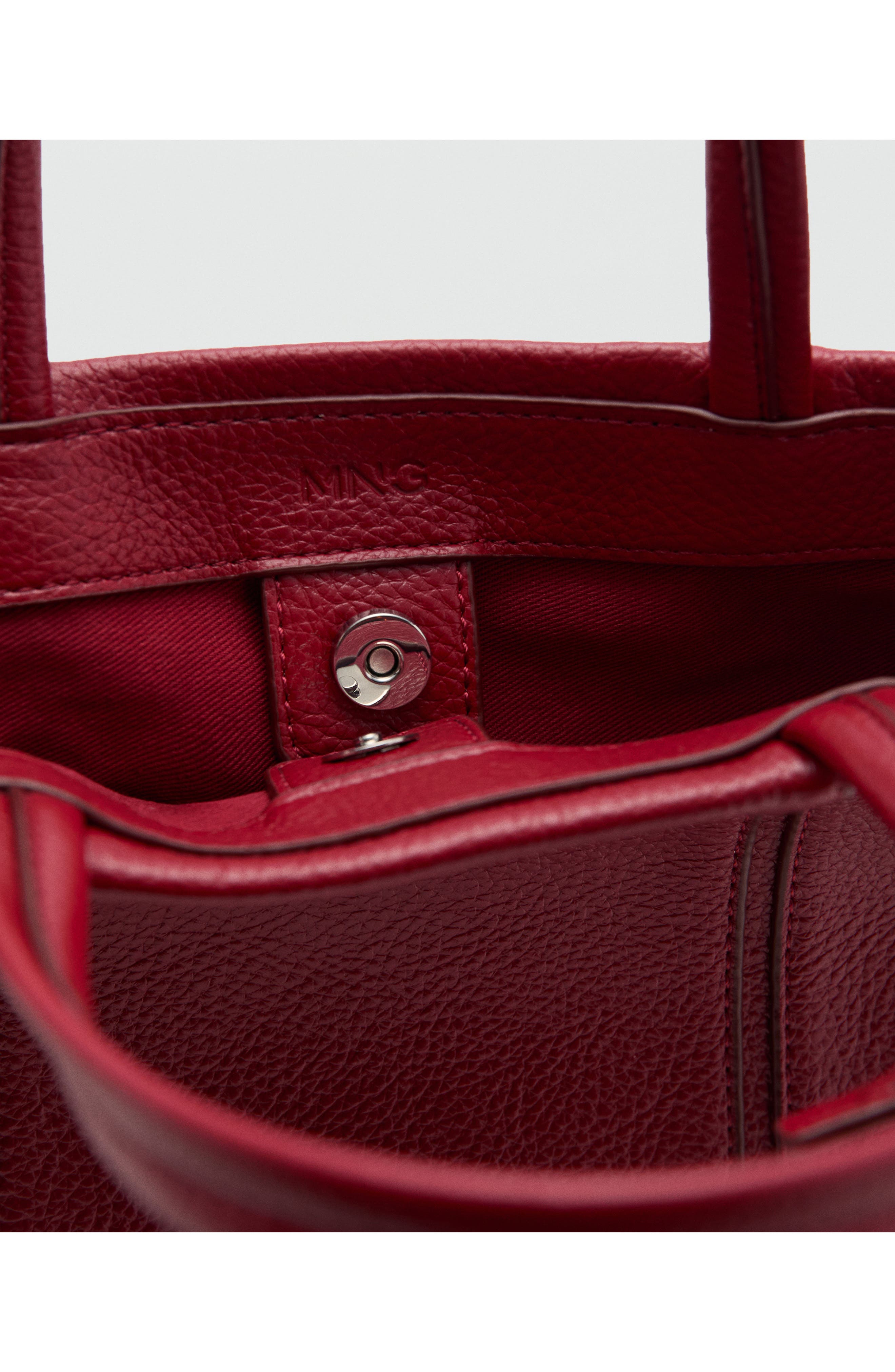 Mini Faux Leather Tote, Alternate, color, RED