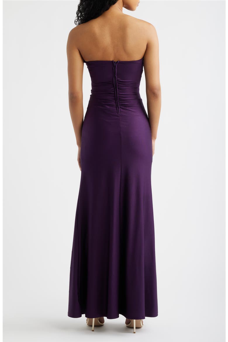 Strapless Ruffle Sateen Gown, Alternate, color, EGGPLANT