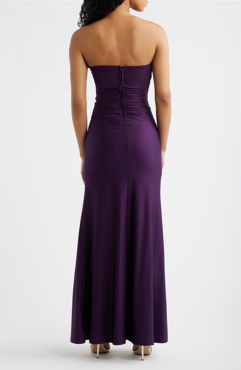 Emerald Sundae Strapless Ruffle Sateen Gown, Alternate, color, Eggplant