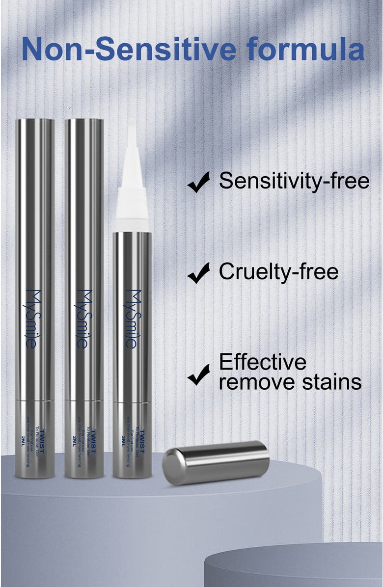 MySmile 35% CP Teeth Whitening Kit Enhanced Teeth Whitener, 4 Pc Teeth Whitening Pen, 24 Treatments, Alternate, color, Silver