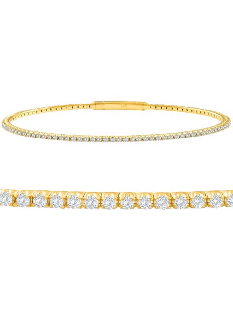 1Ct Diamond Flexible Oval Bangle Women's Bracelet 14k Gold Lab Grown