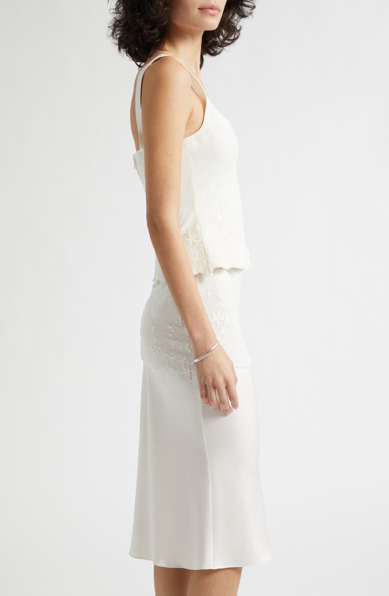 POSSE Cove Embroidered Stretch Silk Tank, Alternate, color, Pearl