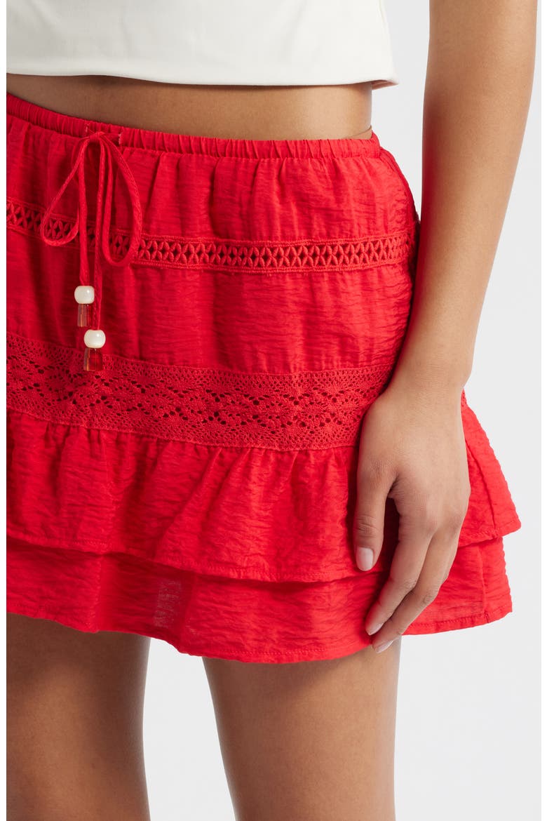 Ruffle Tie Waist Miniskirt, Alternate, color, POPPY RED