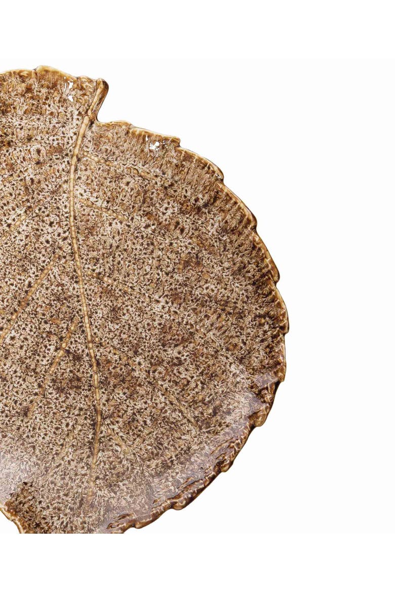 Cream Large Leaf Plate, Alternate, color, Brown