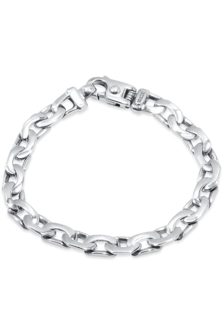 Braccio Men's 36 Gram Designed Link Solid Silver Bracelet 8.5", Main, color, Silver