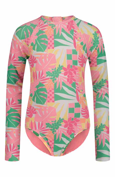 Roxy Kids' Tropical One-Piece Rashguard Swimsuit