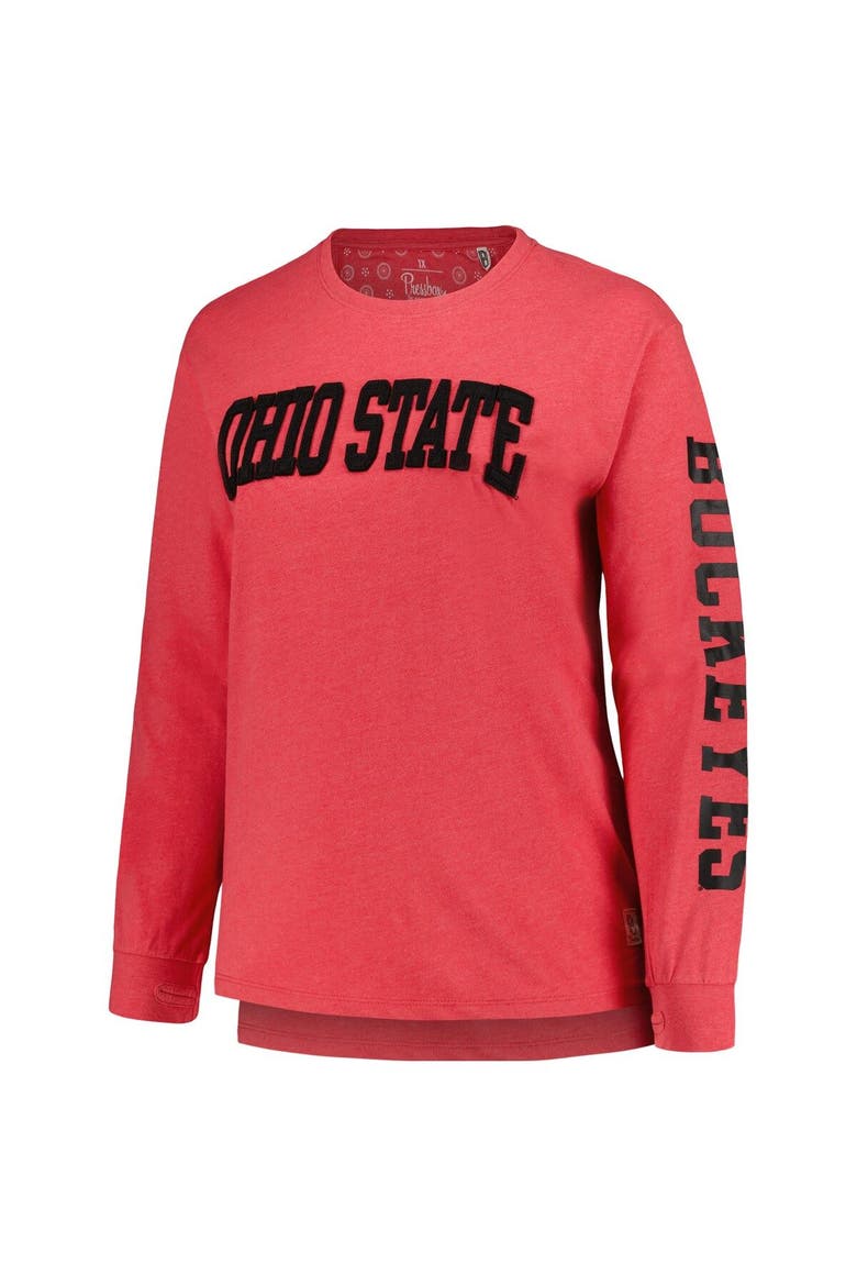 Women's Pressbox Scarlet Ohio State Buckeyes Plus Size 2-Hit Canyon Long Sleeve T-Shirt, Alternate, color, Scarlet