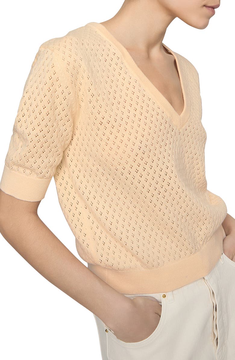 Rebecca Minkoff Nova Pointelle Elbow Sleeve Cotton Sweater, Alternate, color, 