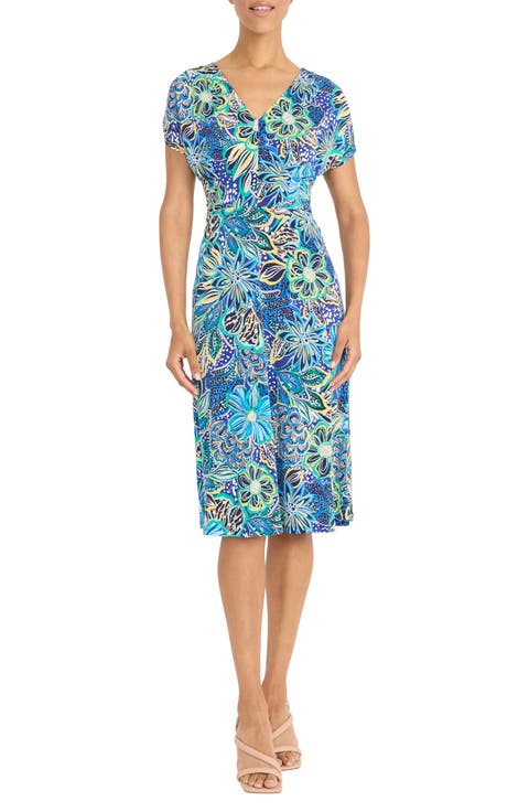 Pleated Bodice Midi Dress