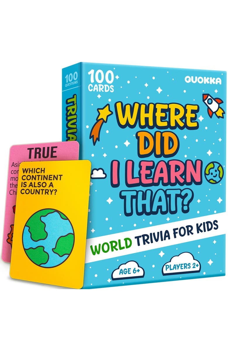 Quokka Kids Trivia Card Games - World, Space, History & Human Body, Main, color, World