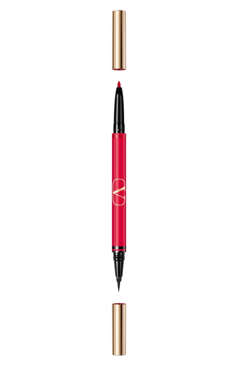 Valentino Twin Liner Gel & Liquid Eyeliner, Main, color, 02 Black / Rosso