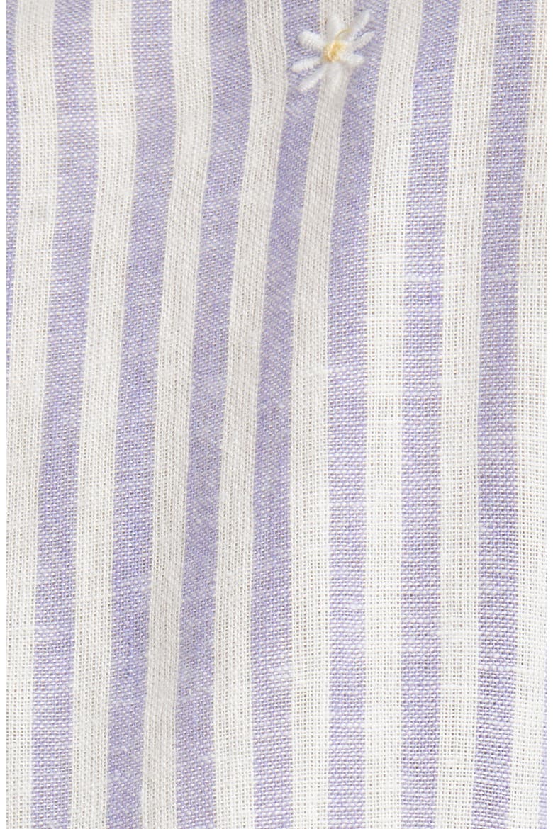 Women's Charli Stripe Linen Blend Button-Up Shirt, Alternate, color, BLUE STRIPE DAISY EMBROIDERY