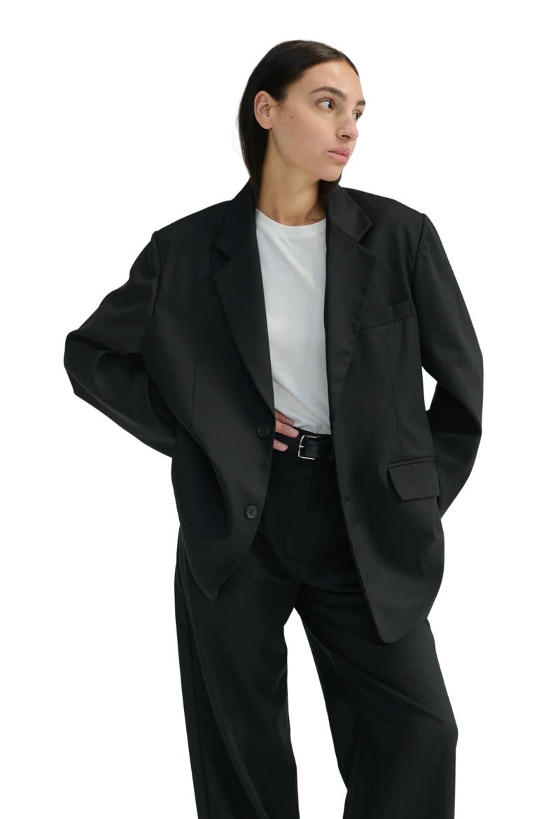 Oversized Double Button Blazer, Main, color, Black