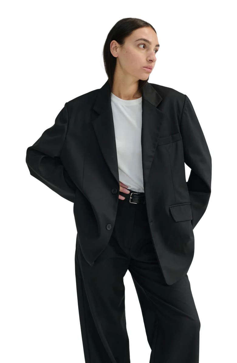 Almina Concept Oversized Double Button Blazer, Main, color, Black