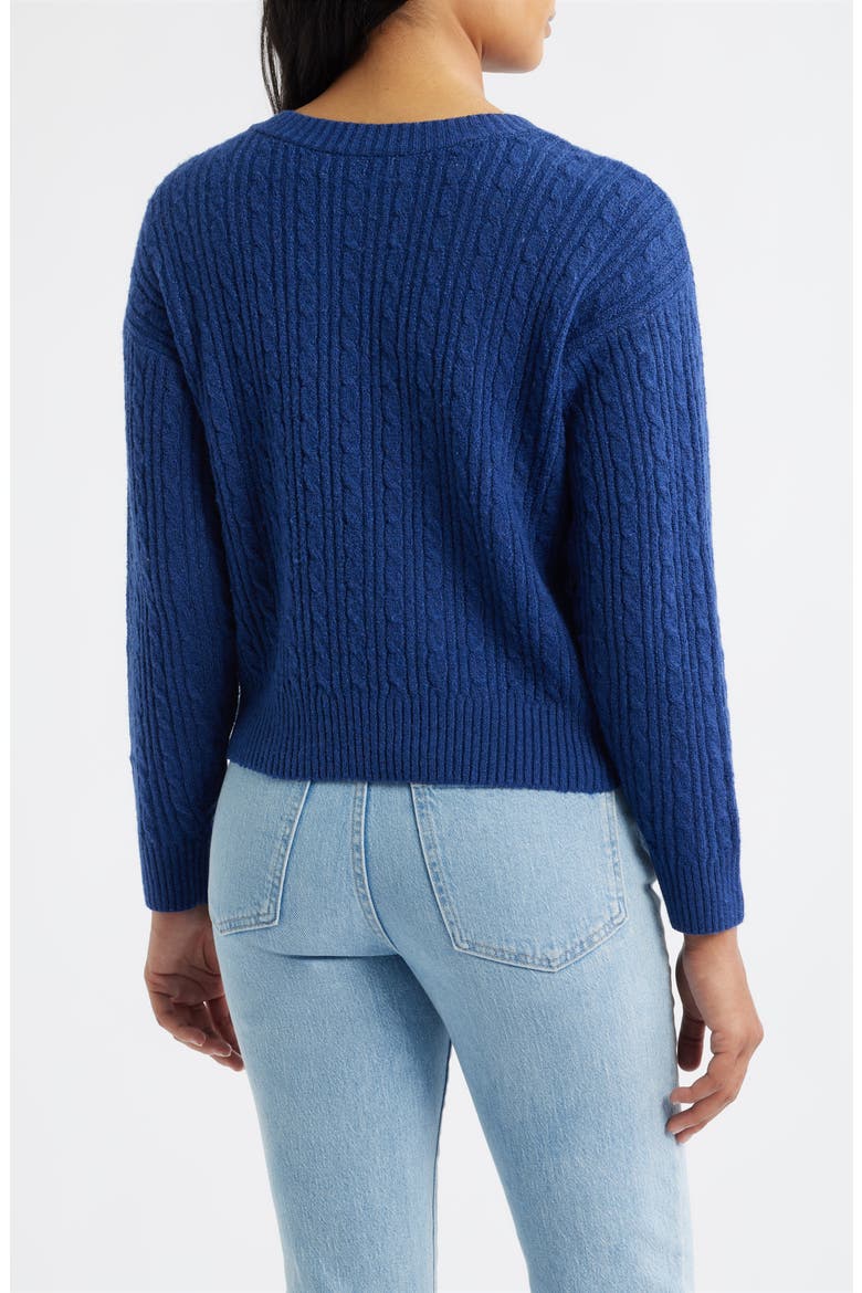 Cable V-Neck Sweater, Alternate, color, TWILIGHT