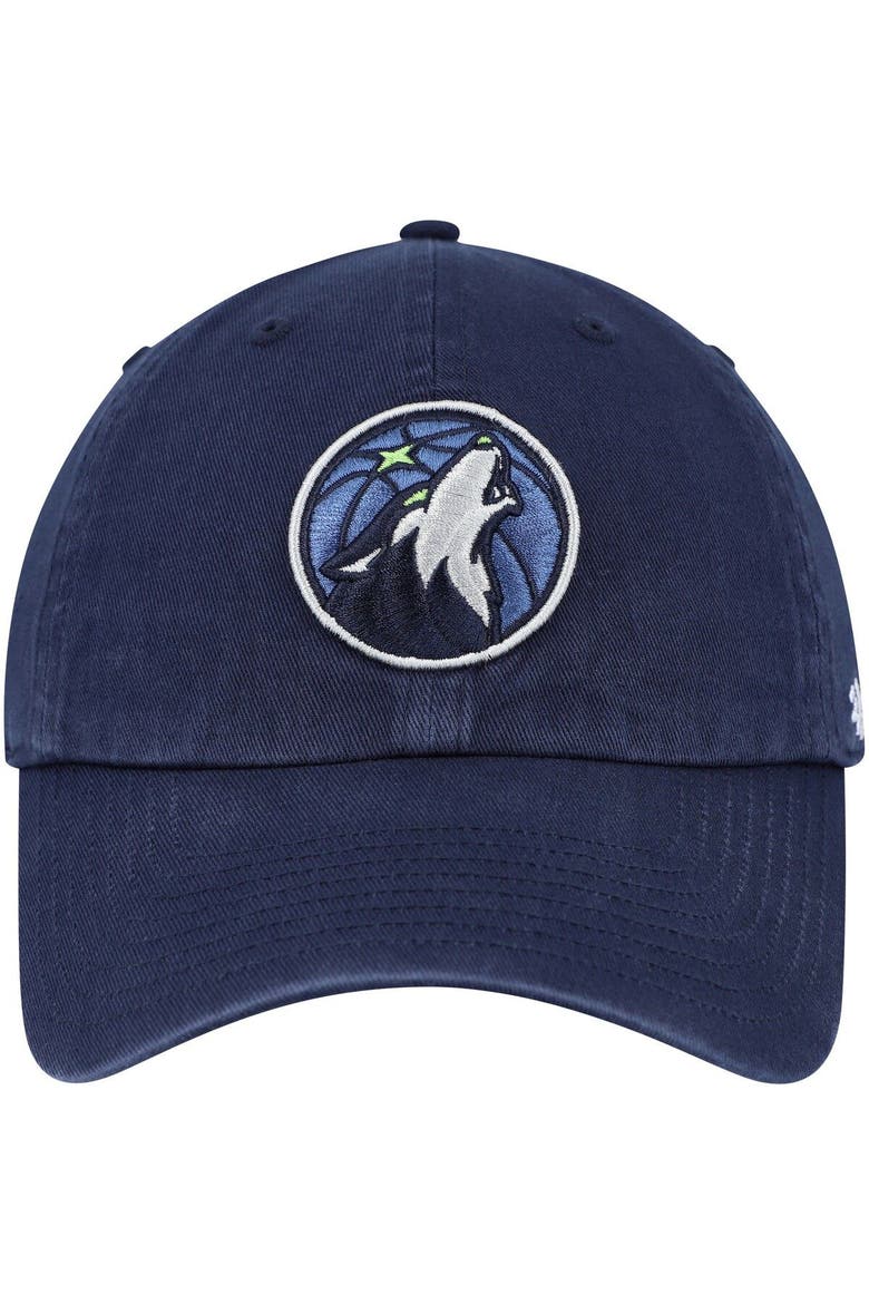Men's '47 Navy Minnesota Timberwolves Alternate Logo Clean Up Adjustable Hat, Alternate, color, Navy