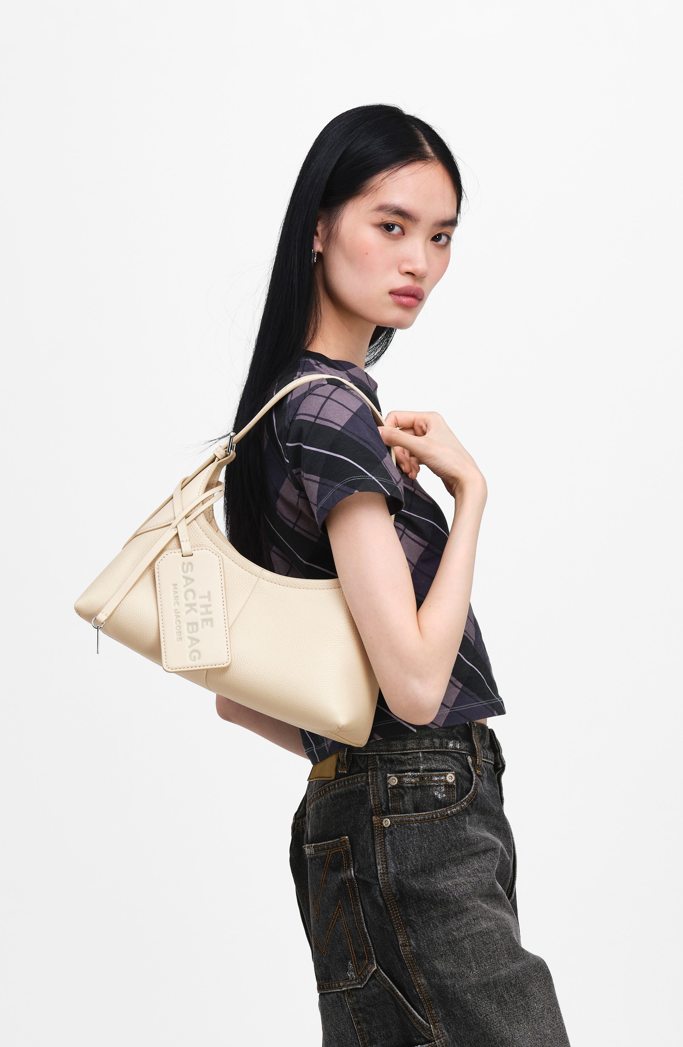 Small Belted The Sack Bag Leather Hobo, Alternate, color, CLOUD WHITE