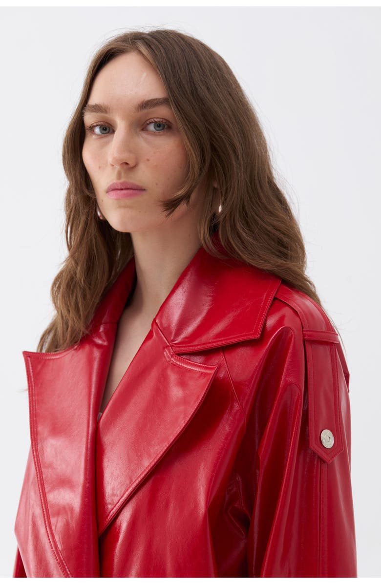 Nocturne Faux Leather Trench Coat, Alternate, color,