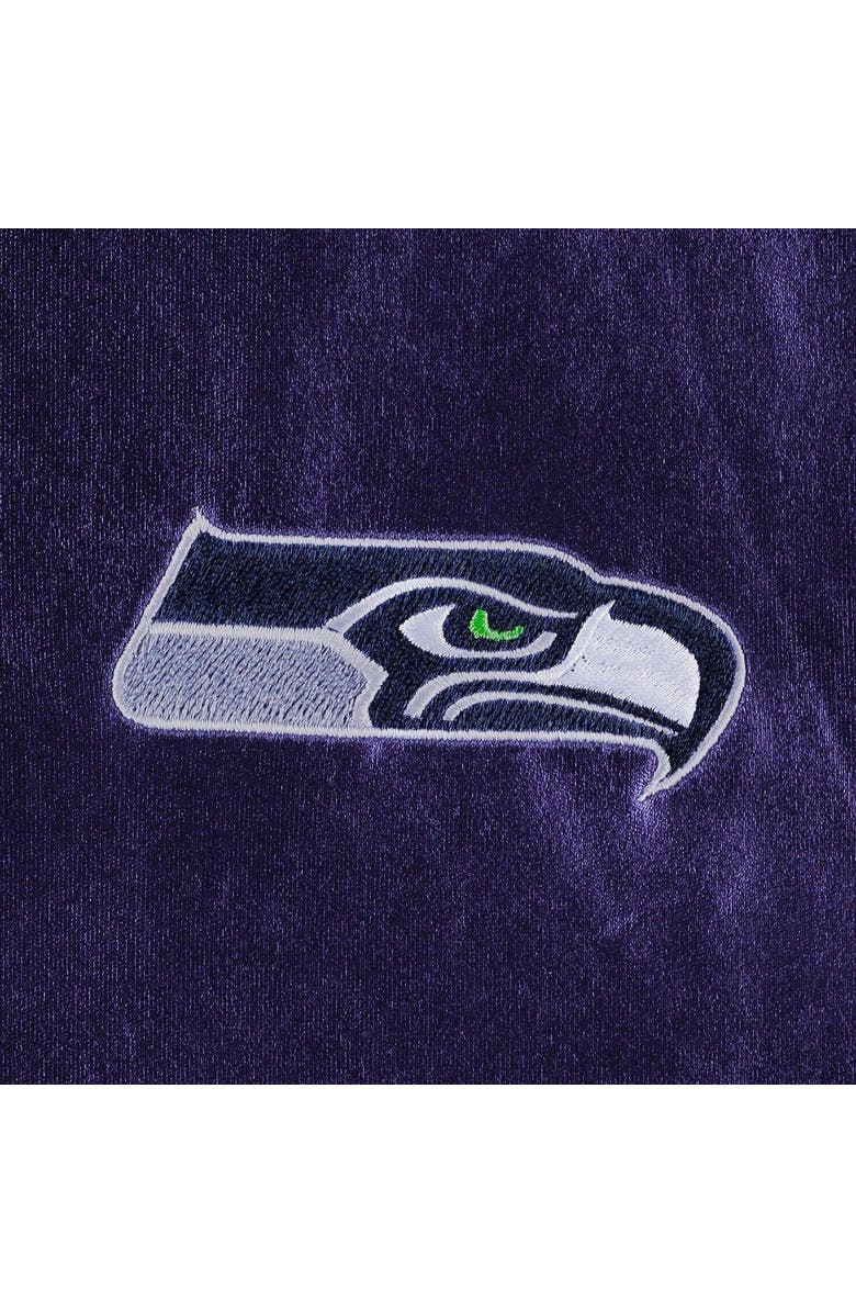 THE WILD COLLECTIVE Men's The Wild Collective College Navy Seattle Seahawks Metallic Bomber Full-Snap Jacket, Alternate, color, Navy