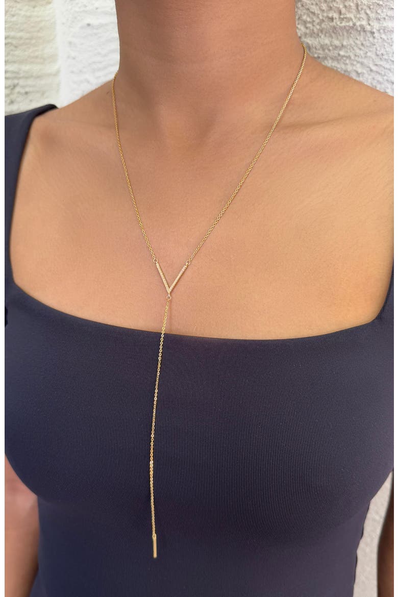 Cubic Zirconia Y-Lariat Necklace, Alternate, color, GOLD