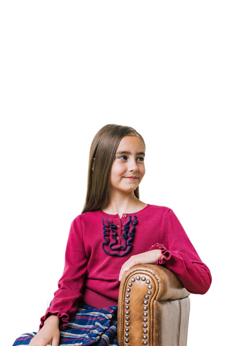 Hope & Henry Girls' Organic Ruffle Henley Sweater, Kids, Alternate, color, 