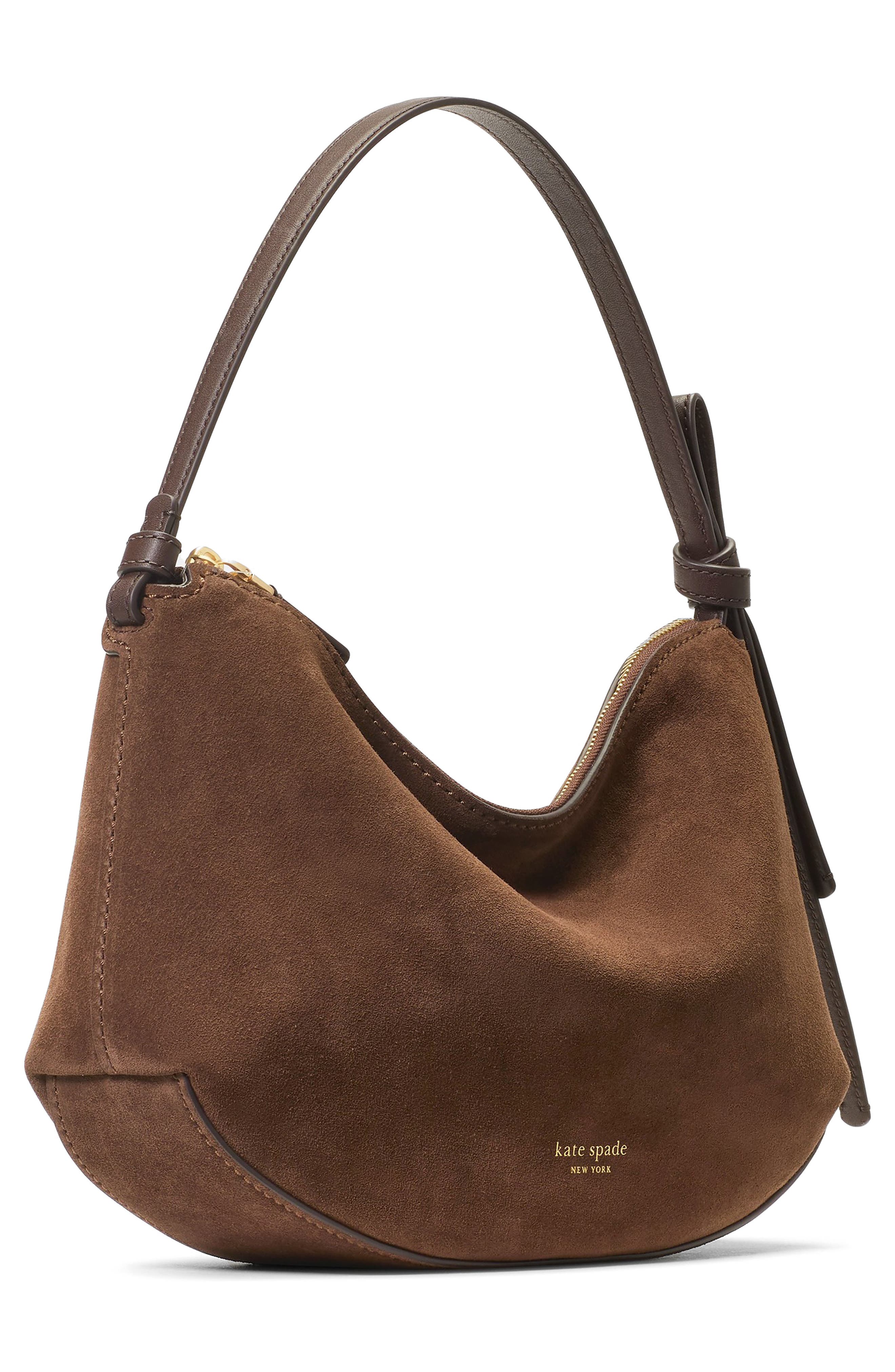 Kate Spade New York loop suede shoulder bag, Alternate, color, Hot Fudge Multi