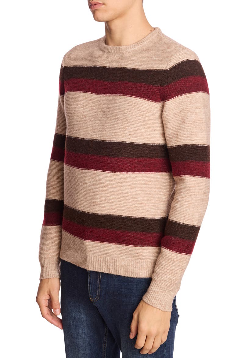Stripe Crewneck Sweater, Alternate, color, CHERRY COFFEE STRIPE