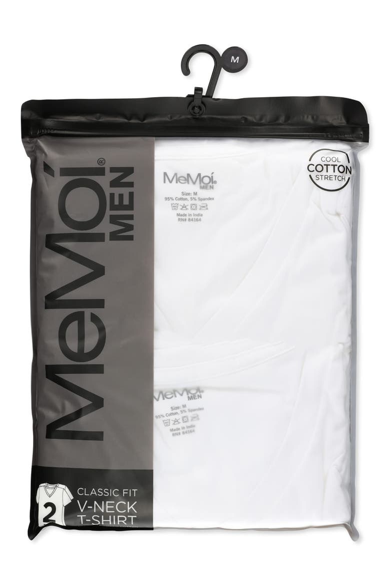 2-Pack Cool Stretch Cotton V-Neck Undershirts, Alternate, color, WHITE