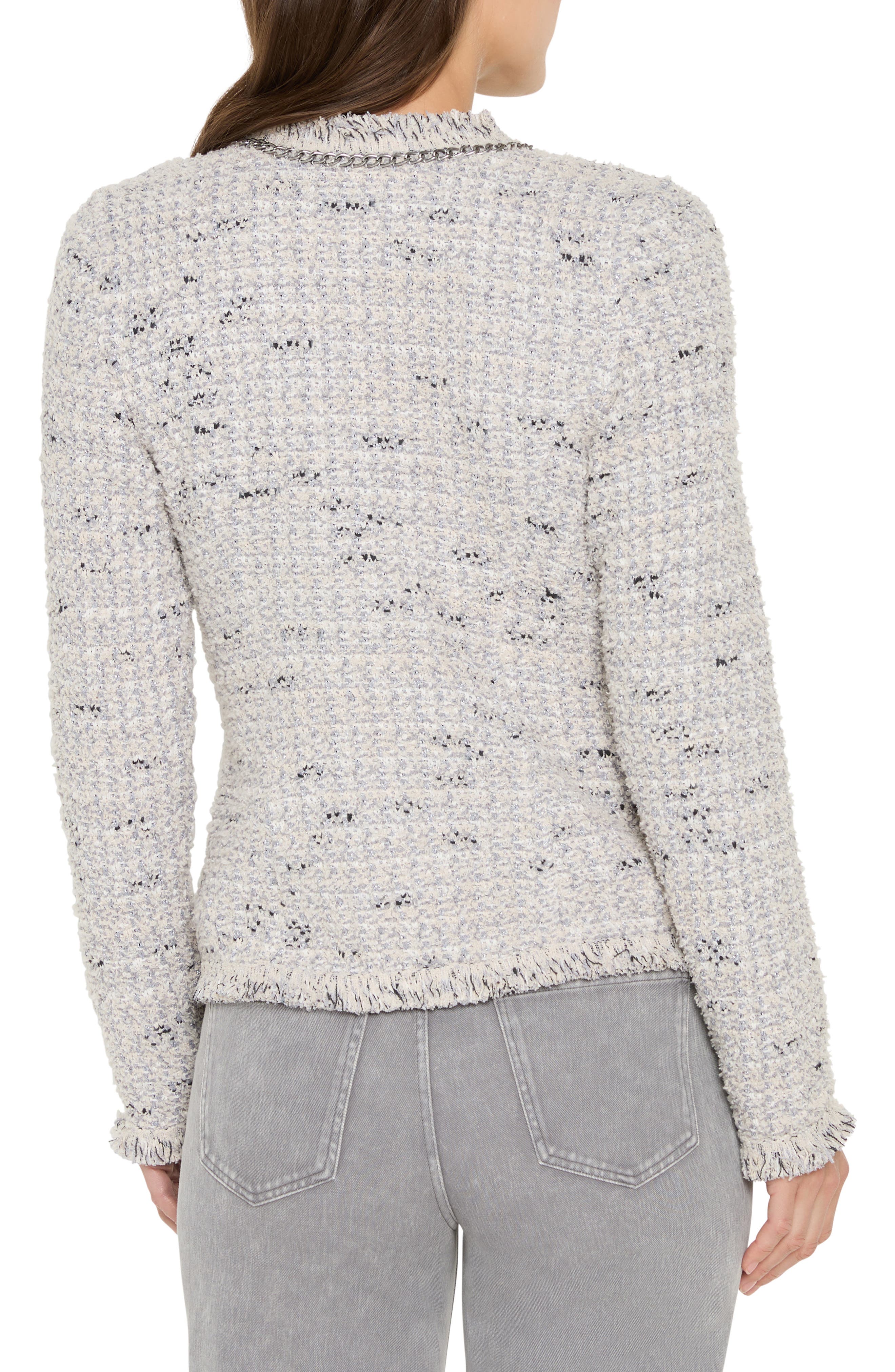 Chain Trim Fringe Mix Knit Jacket - image 2