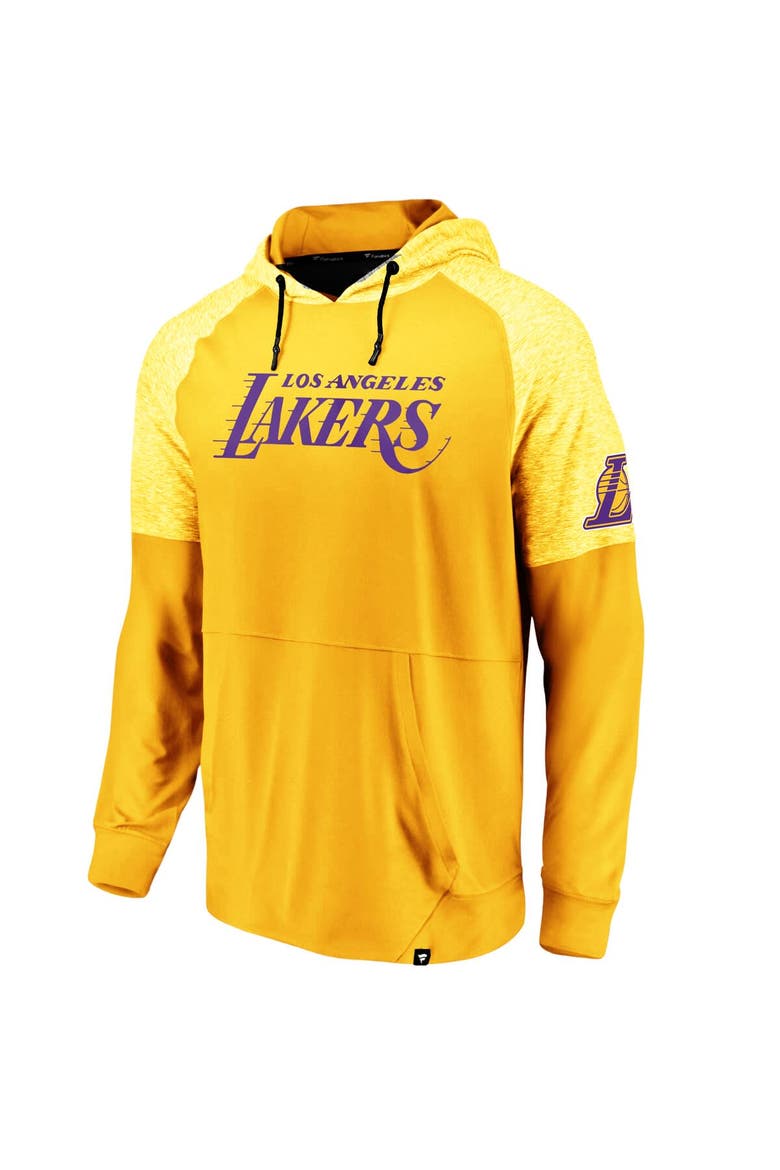 Men's Fanatics Branded Gold Los Angeles Lakers Made To Move Space Dye Raglan Pullover Hoodie, Alternate, color, Gold