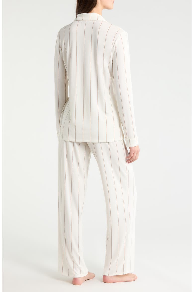 Moonlight Eco Knit Pajamas, Alternate, color, IVORY- TAN CALM PINSTRIPE