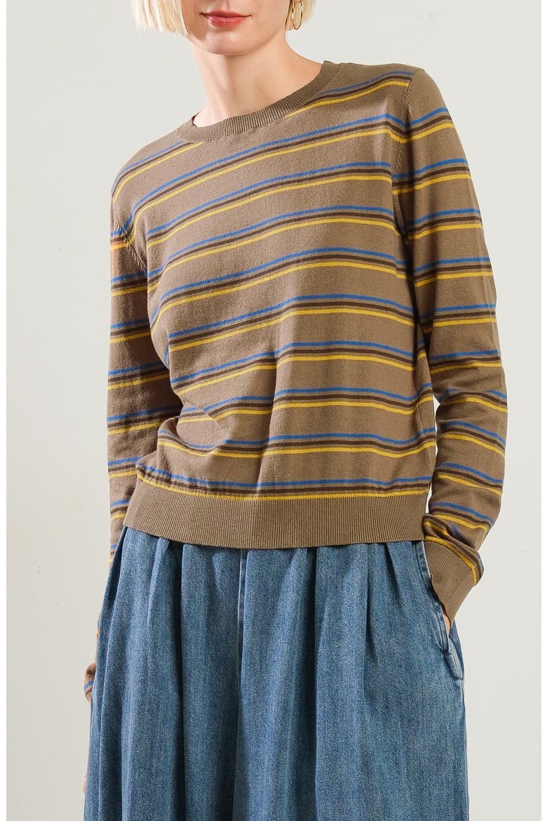 Striped Crewneck Sweater, Main, color, BROWN MULTI