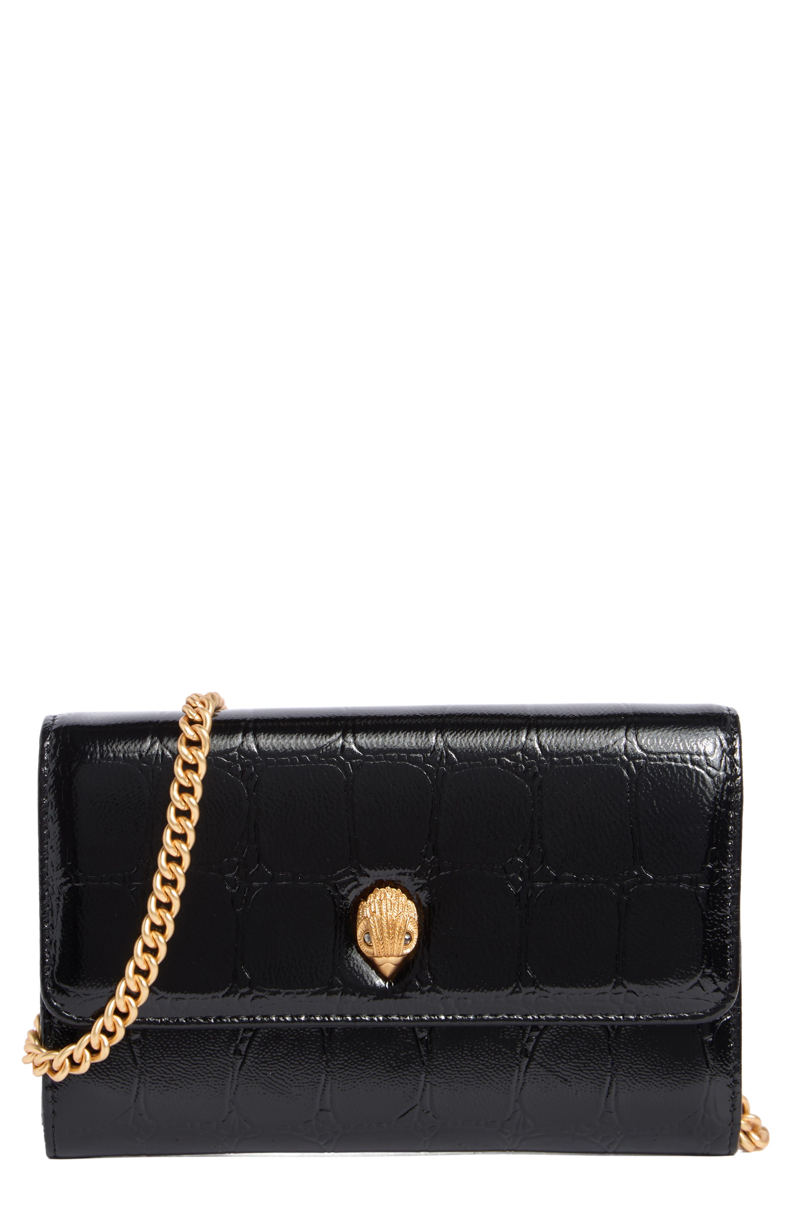 Kurt Geiger London Kensington Croc Embossed Leather Wallet On A Chain