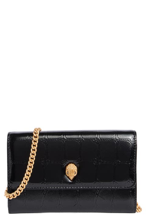 Kensington Croc Embossed Leather Wallet On A Chain