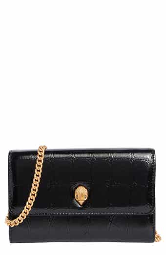 Kurt Geiger London Kensington Croc Embossed Leather Wallet On A Chain