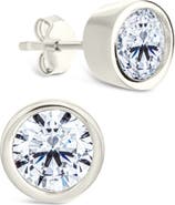 Sterling Forever Bezel Cubic Zirconia Stud Earrings
