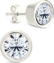 Sterling Forever Bezel Cubic Zirconia Stud Earrings