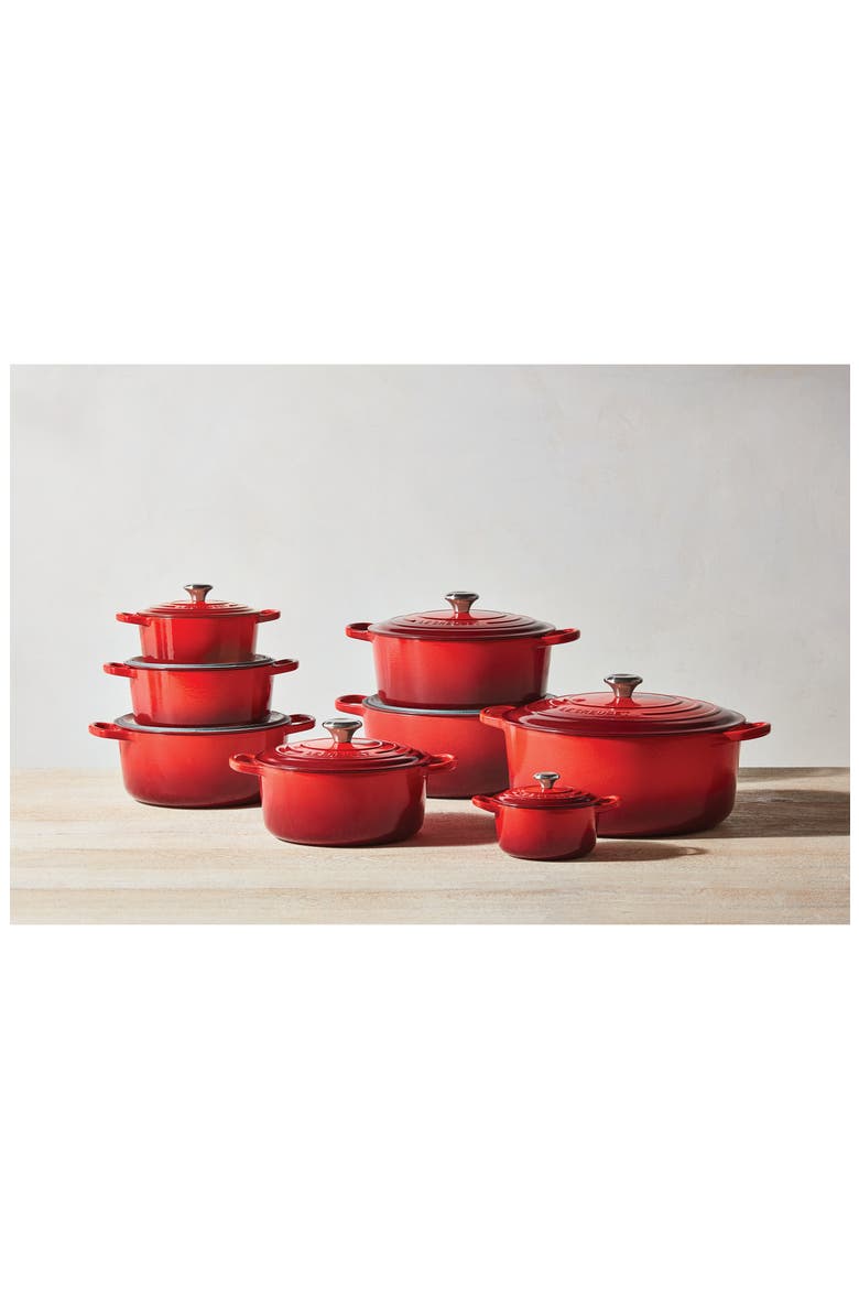 Signature 7.25-Quart Round Enamel Cast Iron Dutch Oven, Alternate, color, FLAME
