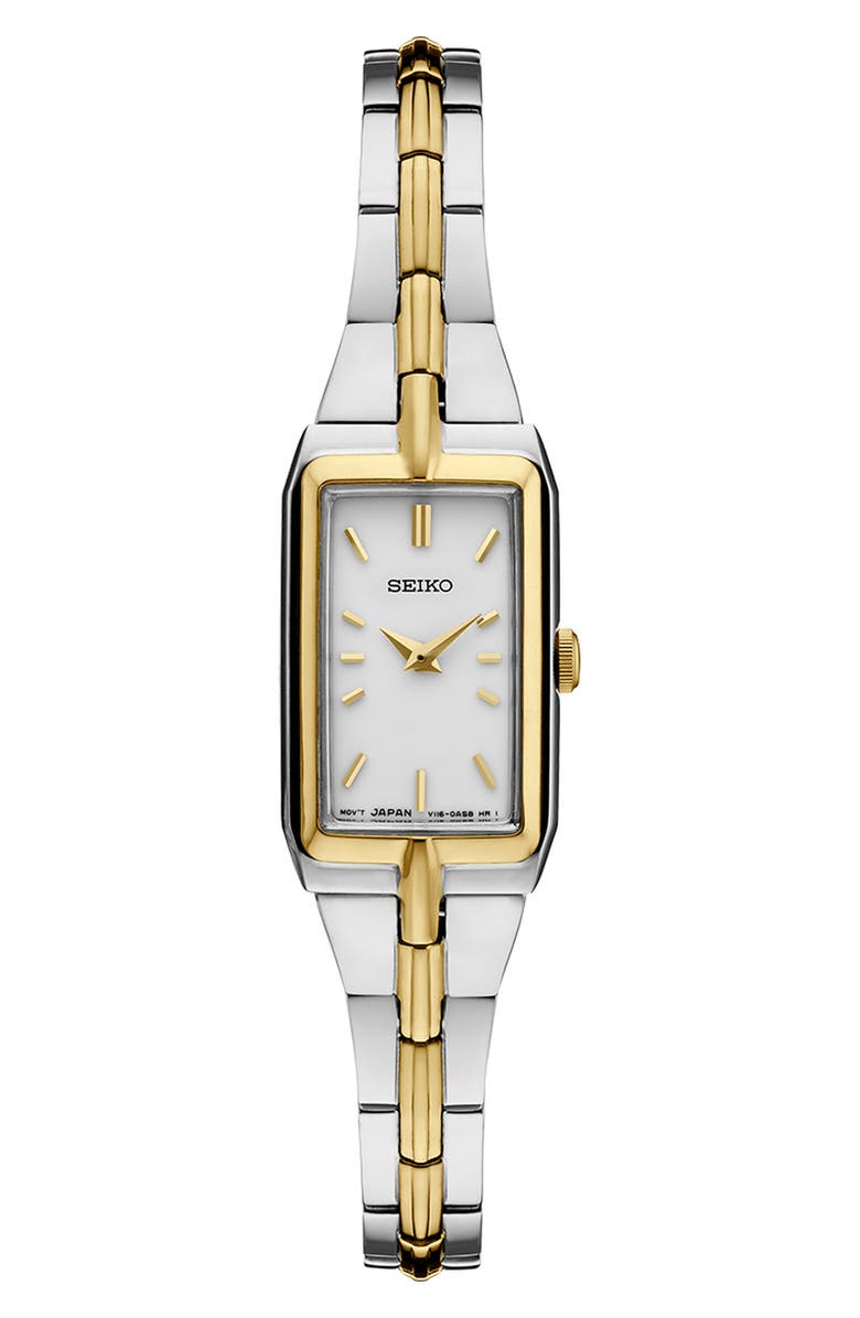 SEIKO WATCHES Essentials Tank Bracelet Watch, 15.5mm x 24.5mm, Main, color, Two Tone
