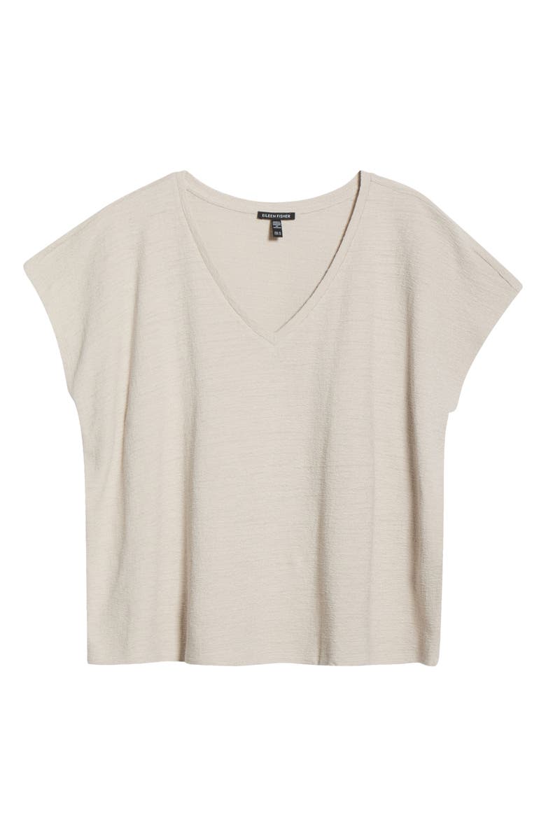 Eileen Fisher V-Neck Organic Cotton Top, Alternate, color, Chalk