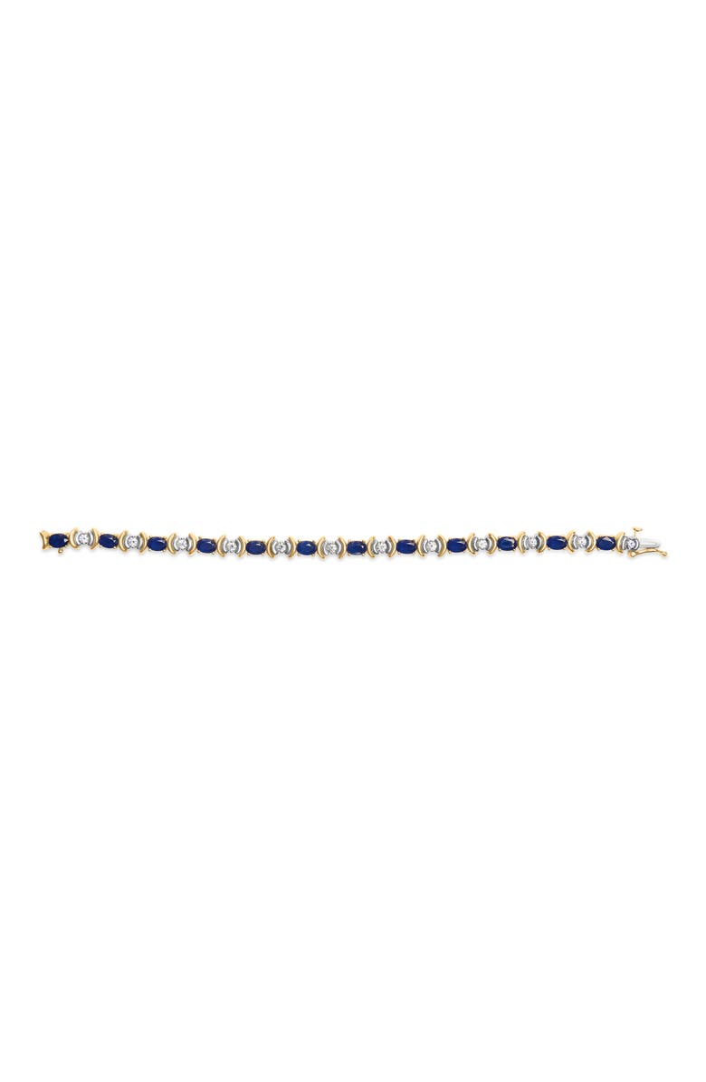 Haus of Brilliance 14K Gold 1.0 Ct Diamond & 6 1/2 Cttw Sapphire Link Bracelet, Alternate, color, Yellow