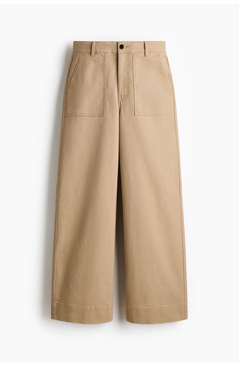 H&M Cotton Canvas Trousers, Alternate, color, Beige