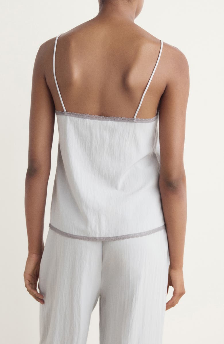 MANGO Lace Trim Pajama Top, Alternate, color, Light/ Pastel Grey