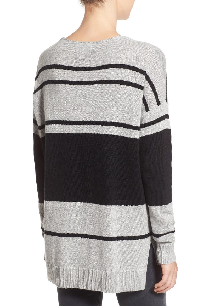 Treasure&Bond Stripe Pullover Sweater, Alternate, color, GREY HEATHER BLACK