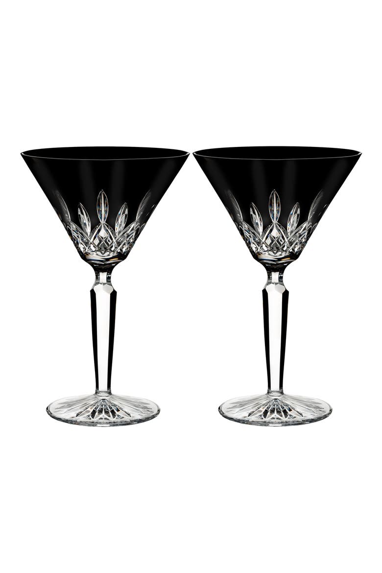Lismore Diamond Set of 2 Black Lead Crystal Martini Glasses, Main, color, CRYSTAL