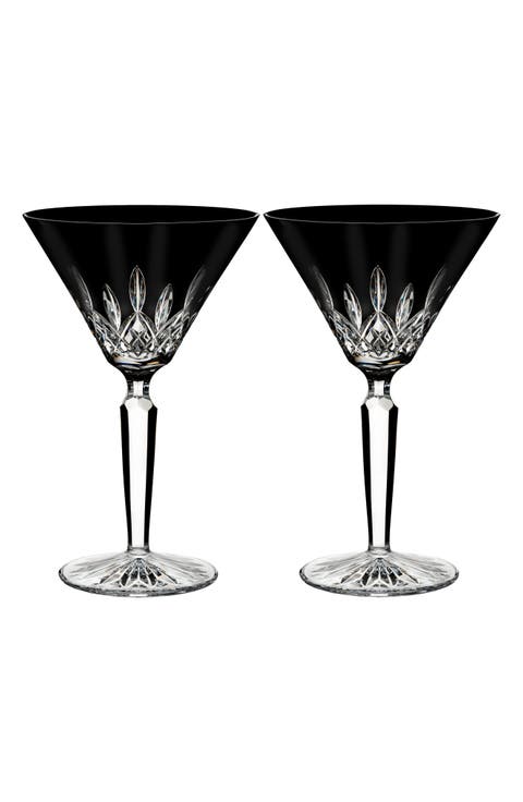 Lismore Diamond Set of 2 Black Lead Crystal Martini Glasses